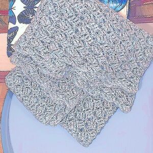VTG open weave crochet throw wrap scarf